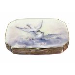 Continental silver and enamelled snuff box, stamped 900 standard silver, possibly Scandinavian,