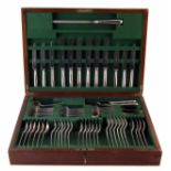 Silver six place setting canteen of cutlery, 63 pieces total, comprising entree forks, main forks,