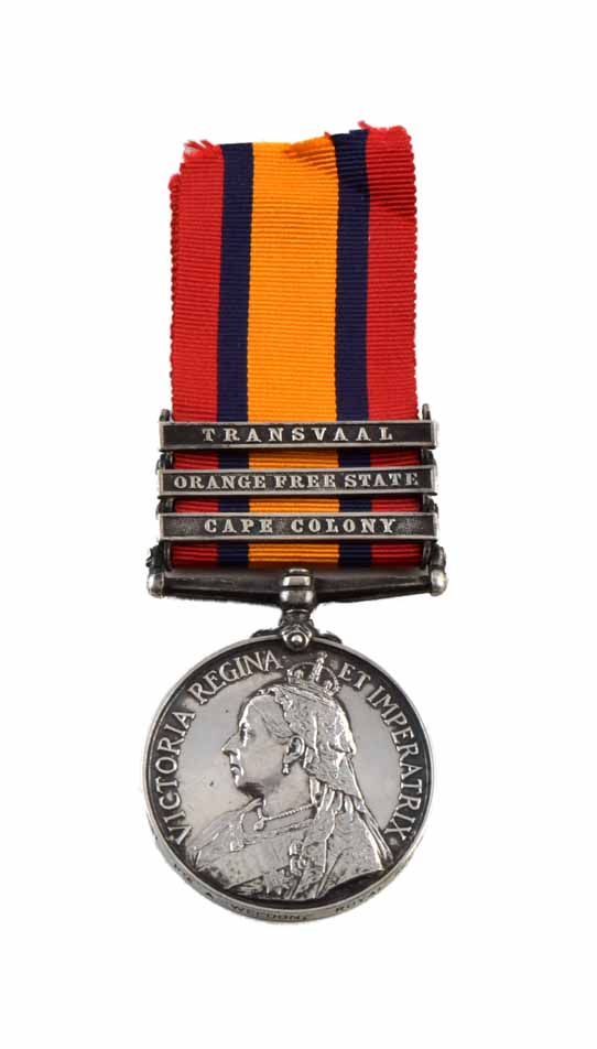 Queen's South Africa Medal with three clasps to include Cape Colony, Orange Free State and