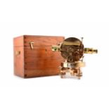 Surveyor's level by Negretti & Zambra contained in mahogany travel box, accompanied by brass and