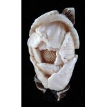 19th century carved ivory peony blossom signed Rantei, purchased Sotheby & Co., 24th April 1967, Lot