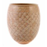 Stig Lindberg (b.1916-d.1982) studio pottery vase, with a fish scale glazed body, incised marks to
