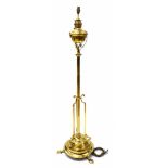 Victorian floor standing brass lamp, originally oil now converted to electricity, height 145cm (