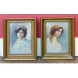 Pair of Italian oil portraits on ladies Unfortunately we are unable to do condition reports and