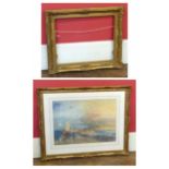 A large framed print after J.M.W. Turner- Folkestone from the sea, together with a gilt frame (2)