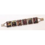 Bracelet fitting with enamel studies of famous portraits to include Di Vinci Mona Lisa, Gainsborough