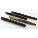 Three circa 1930s/40s vintage fountain pens, One by Swann & Co (Mable Todd), one by Watermen's and