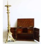 Modern brass pricket stick and smokers cabinet. Unfortunately we cannot do condition reports for