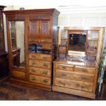 Oak carved wardrobe with single mirror door. Unfortunately we cannot do condition reports for this