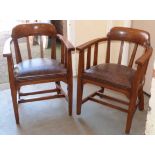 A pair of Early 20th century style oak office/ boardroom twin chairs Unfortunately we cannot do