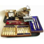 A boxed set of silver coffee spoon together with assorted quantity of silver plated items to include