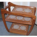 1970'S Teak trolley, 3 tier with inset tiles Unfortunately we cannot do condition reports for this