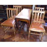 Oak early 20th century oak gate-leg dining table and 4 turned leg chairs Unfortunately we cannot