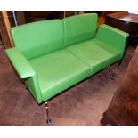 1960's lime green two-seater sofa on kick out chrome plated legs Unfortunately we cannot do