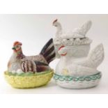 Three Staffordshire hen baskets Unfortunately we cannot do condition reports for this sale.