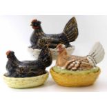 Three Staffordshire hen baskets Unfortunately we cannot do condition reports for this sale.