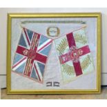 World War I framed silk needlework commemorating The Prince of Wales' Volunteers (South