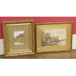 Late 19th century gilt framed watercolour of rural cottage signed Scott and Anthony Signed J.Smith