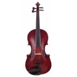 Antonio Lechi Cremona violin, with two piece flamed back, deep red varnish, double labels to