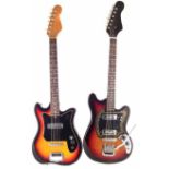 Kay E-100 electric guitar, serial number 706251, also a Teisco electric guitar, both finished in