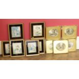 Five gilt framed le Blond & Co Baxter prints and seven gilt framed prints of 19th century ladies.