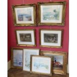 Eight gilt framed prints of famous 19th century works. Unfortunately we are not doing condition