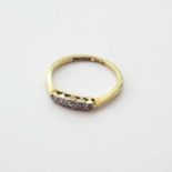 18ct gold and diamond wedding ring, 5 illusion set diamonds, gross weight 1.9g. Unfortunately we are