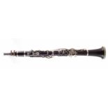 Clarinet in Eb, Blackwood or Rosewood, simple system fitted with thirteen keys, with wood box