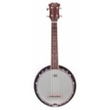 Barnes and Mullins Ukulele Banjo or Banjolele, with Walnut neck and bound resonator back, with