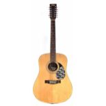 Vintage 12 String dreadnought guitar, serial number E400-12-N with mahogany back and sides. 109cm