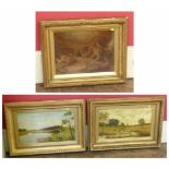 C.H. Moore 19th century, River scenes, oil paintings in elaborate frames together with a framed