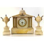 20th century marble clock in Greer temple design with a pair of garnitures Unfortunately we are