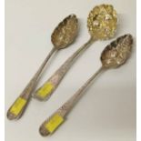 A pair of George III spoons and silver ladel. Approx weight 113g Unfortunately we are not doing