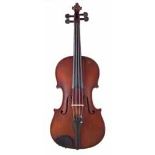Carlo Storioni violin, with two piece broad flamed back, red brown varnish, label to inside dated