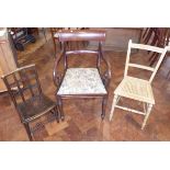 A small childs chair, Elbow chair and bedroom chair Unfortunately we are not doing condition reports