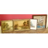 Pair oileographs "A June Morning" and "September Eve", continental sea view scene signed H.Z.