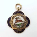 Gold and Enamel pendant with "Birchfield Harriers" engraved 9ct gold Unfortunately we are not