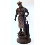 Spelter figure of a blacksmith Unfortunately we are not doing condition reports on this sale.