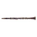 French Blackwood clarinet, stamped with retailer name John Dallas and Sons with nickel silver keys