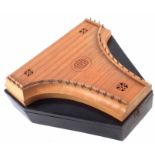 20th century copy of a 15th century Psaltery, in case with tuning key, 37cm wide