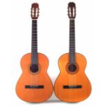 Two Admira Almeria model Spanish / Classical guitars both with soft cases 101cm long.