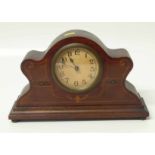 Mahogany inlaid mantle clock Unfortunately we are not doing condition reports on this sale.