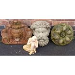 Three pre-cast wall decorations and figures. Unfortunately we are not doing condition reports on