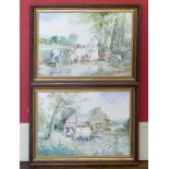 J. Dennison, Rural views with figures, a pair, watercolours (2). Unfortunately we are not doing