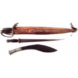 Pair of Chinese Hudiedao or butterfly swords, with carved rosewood grips, brass guards and