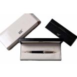 A Montblanc Starwalker fountain pen, with 14k white gold nib, black resin with silver coloured