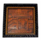 18th century continental parquetry panel, in later frame. Architectural scene. 53 x 53 cm.