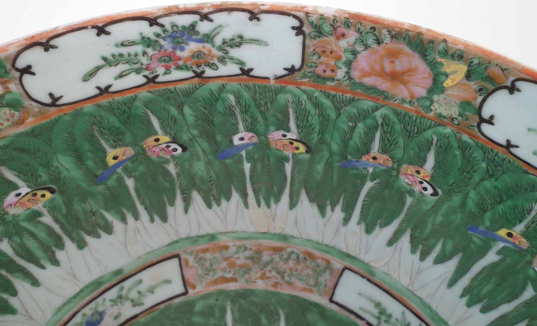 Chinese famille rose bowl, early 20th century, 'China' stamp to base, with wood stand, 40cm - Image 3 of 8