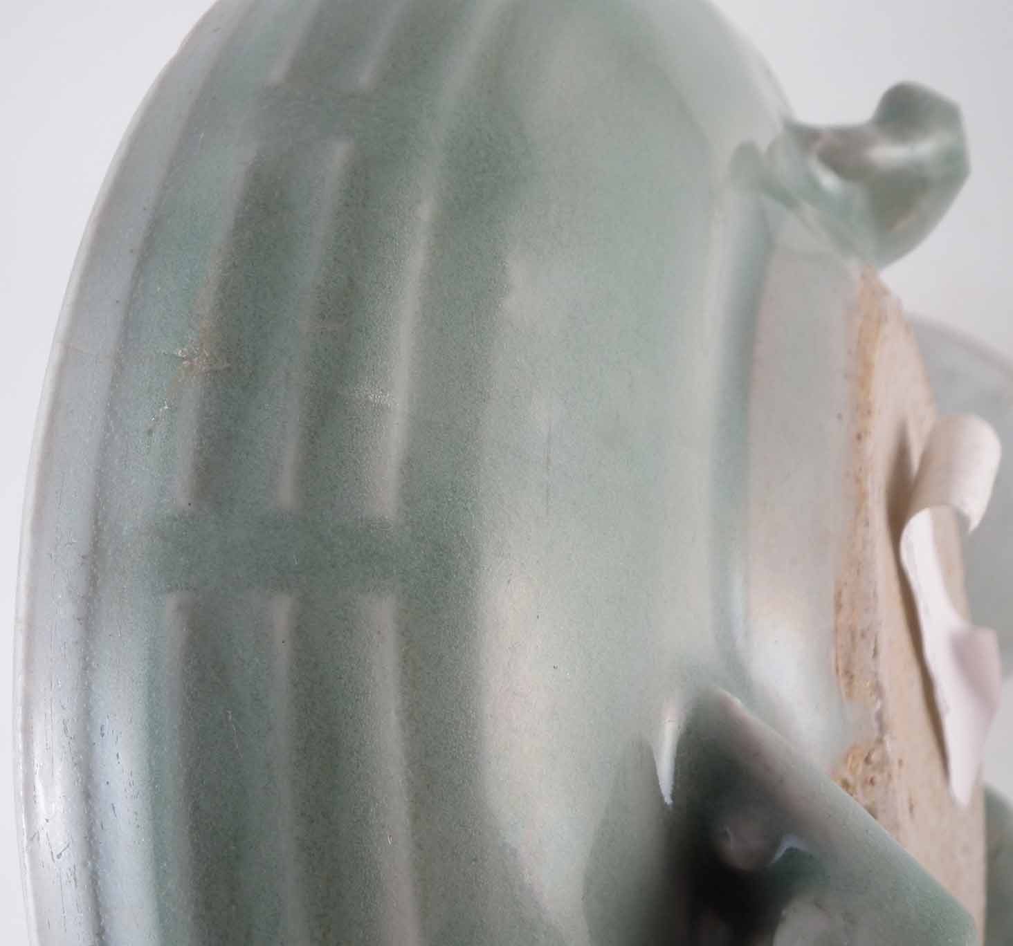 Chinese Longquan celadon tripod censer 15th century, early Ming, also a pale grey / green glazed - Image 3 of 4