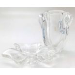 Seures glass vase and an ash tray We cannot do condition reports for this sale.